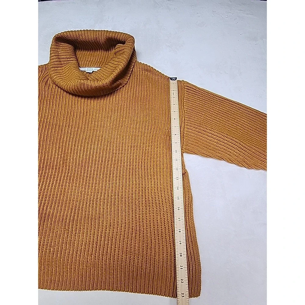 Hyfve Cowl Neck 3/4 Sleeve‎ Mustard Colored Sweater Size Small oversized.
